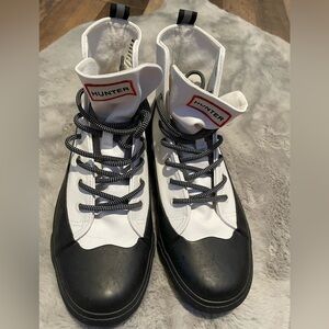 Hunter black and white high top sneakers